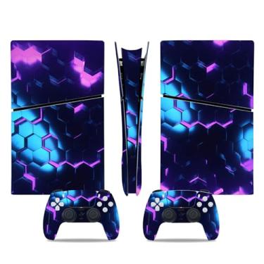 Imagem de Adesivo Skin para PS5 Slim Digital, conjunto completo de decalque de vinil para console e controle (roxo)