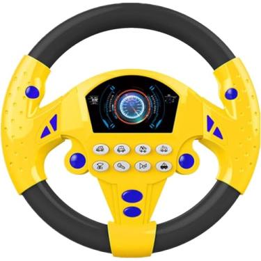 Imagem de Brinquedo de volante, simulação de condução com luzes e sons, volante para banco de trás do carro, brinquedo elétrico de volante de simulação de educação infantil para meninos e meninas (B)