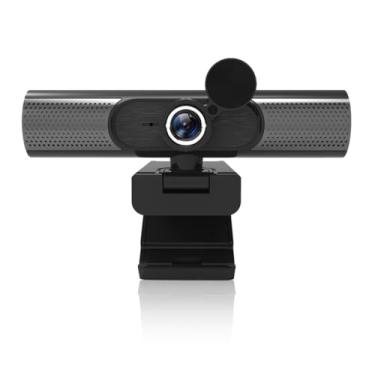 Imagem de Webcam USB, webcam de foco automático 2K 30fps com alto-falante Hi-Fi, microfone de redução de ruído para bate-papo por vídeo e laptop de mesa, plug and play