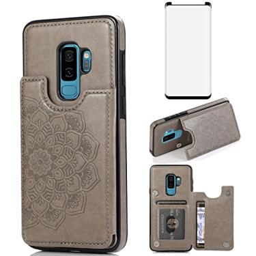 Imagem de Asuwish Compatível com capa para Samsung Galaxy S9 e protetor de tela de vidro temperado, acessórios para celular, compartimento para cartão, suporte de suporte, capa protetora para celular para