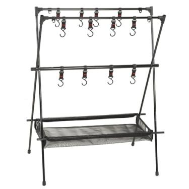 Imagem de Rack de Câmera de Camada Dupla Externa Com Cesto de Malha Rack de Câmera Portátil e Leve para Atividades Ao Ar Livre Rack de Câmera Multifuncional Com Ganchos e Caixas de