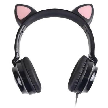 Imagem de Fone headset kitty ear orelha de gato preto com microfone vinik - ke10