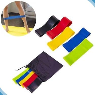 Imagem de Kit 5 Faixas Elasticas Mini Band Para Exercício Funcional Todo Corpo Alongamento Musculação Academia Faixa Elastica Para Treino Em Casa Ginastica Pilates Fisioterapia e Yoga Premium