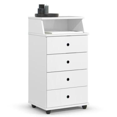 Imagem de Mesa de Cabeceira Quarto Luxo New II com 4 Gavetas - EJ Móveis, Branco