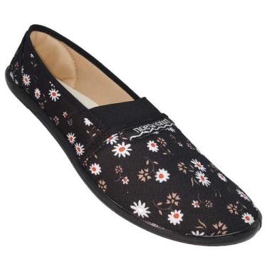 Imagem de Sapatilha Feminina Adulta Tecido Moleca 520.59, Preto, Branco, 35