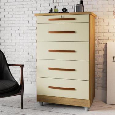Imagem de Cômoda para Quarto 5 Gavetas 1 Gaveta com Chave Emas - Moveis Primus