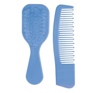 Imagem de Kit Baby Cuidados Com 1 Escova E 1 Pente Infantil Marco Boni, Azul