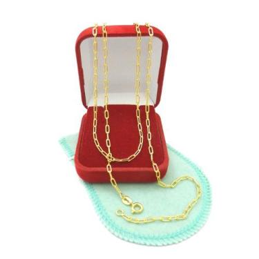 Imagem de Corrente Masculina 50cm 2mm Largura Folheado Ouro 18K CR547 - WNBIJOUT