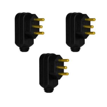 Imagem de Kit 3 Plugue Macho Pial Legrand 2P+T 10A 250V Preto 615911