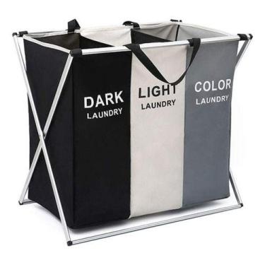 Imagem de Cesto De Separação De Roupa Suja Dobrável - 3 Compartimentos - SHOP  A