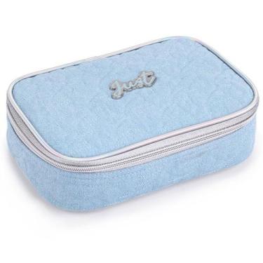 Imagem de Estojo Escolar Meninas Infantil Lápis Pincéis Divisórias - Denlex, Azu