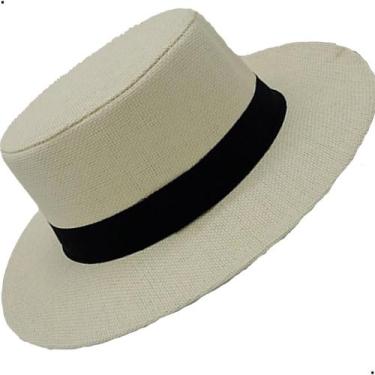 Imagem de Chapéu Praia Paris Feminino Palha Aba Media Palheta Moda - Atacadão Tê