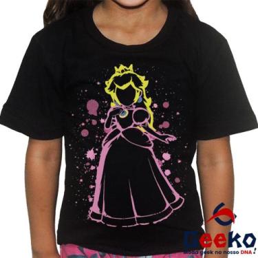 Imagem de Camiseta Infantil Princesa Peach 100% Algodão - Super Mario Bros - Gee
