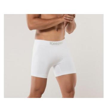Imagem de Cueca boxer sem costura microfibra escolha a cor Keeper, Branco, GG