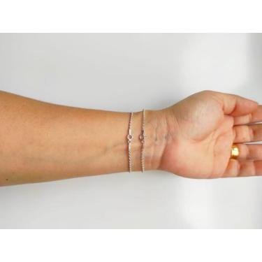 Imagem de Kit 2 Pulseiras Femininas Torcida e Elo Português Prata 925 - DR Jóias