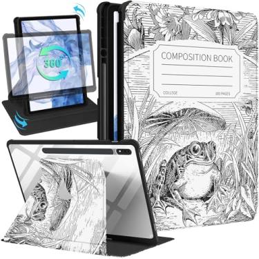Imagem de Wazzasoft Capa para Samsung Galaxy Tab S7 Fe/S7 Plus/S8 Plus, capa fólio de 12,4 polegadas, suporte para lápis, mulheres, meninas, sapo, design exclusivo, giratório para tablet S8 Plus 2022/S7 Plus
