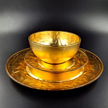 Imagem de Conjunto de louça de vidro dourado com 12 peças Rocher