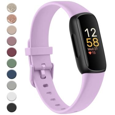 Imagem de Meliya Pulseiras esportivas de substituição para Fitbit Inspire 3 para mulheres e homens, de silicone macio, compatível com Fitbit Inspire 3 Fitness Tracker (roxo claro)
