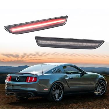 Imagem de KAKABAS Lente fumê LED vermelho para-choque traseiro marcador de luz de luz compatível com Ford Mustang 2010-2014, refletores laterais laterais de LED completo kit de luz marcador lateral para