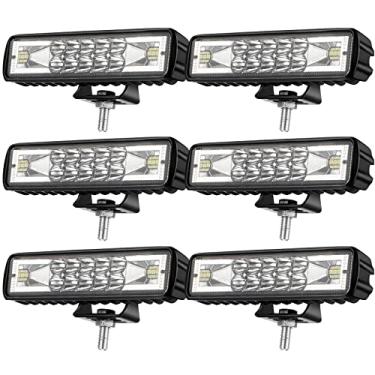 Imagem de 6 peças de barra de LED de 15 cm fina 10.000LM 12 V/24 V 60 W luz de neblina à prova d'água faróis de neblina de LED para caminhões off-road ATV UTV trailer de carrinho de golfe