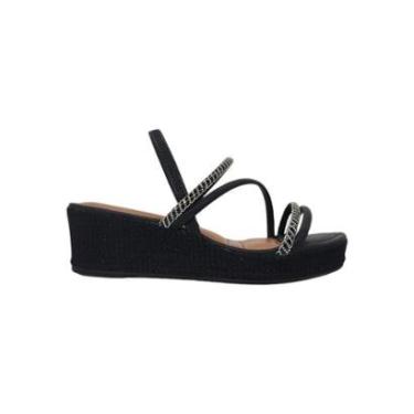 Imagem de Sandália Anabela Feminina Com Brilho Luxuosa Confortável Dakota Y8321-Feminino