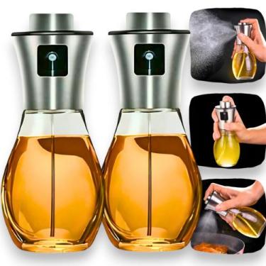 Imagem de 2X Spray Pulverizador Vidro Inox Borrifador Azeite De Cozinha Galhetei