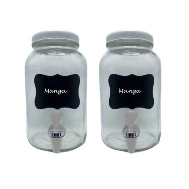 Imagem de Kit 2 suqueiras de vidro 3 litros com lousa e giz - GGABC, Branco