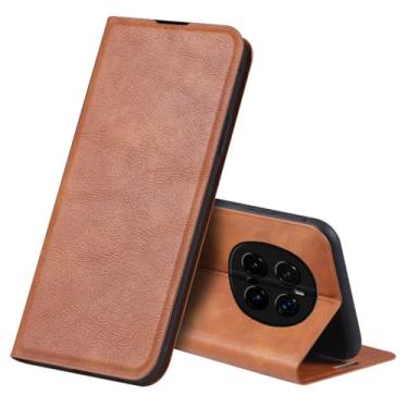 Imagem de HAO RIYLN Capa de couro para Honor Magic 7 Pro/7, capa carteira flip com função de suporte fina proteção de corpo inteiro à prova de choque TPU Shell, marrom, 7