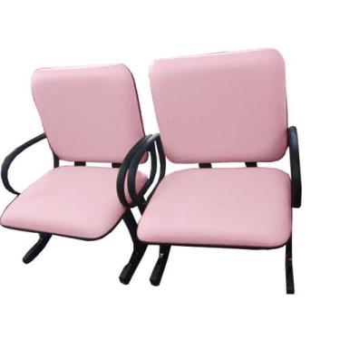 Imagem de 02 Cadeiras para Escritório para Obesos até 250kg Rosa - Design Office