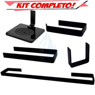 Imagem de Kit Acessórios Para Banheiro Quadrado Metal 5 Peças Luxo Completo C/ S
