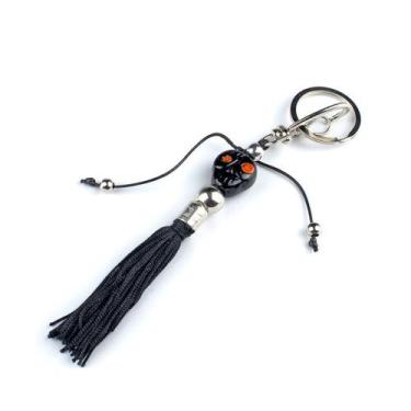 Imagem de Chaveiro Crânio Negro em Murano 15 cm - Lua Mística - 100% Original - 