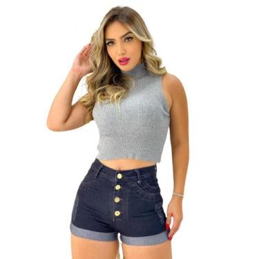 Imagem de Bermuda Jeans Feminina lavagem Escura Curta - Fortaleza Jeans, 48, Jea