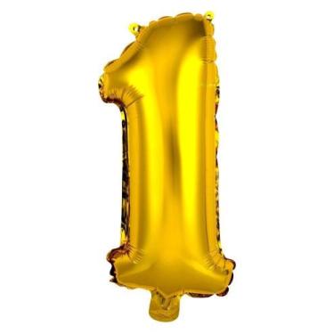 Imagem de Balão Metalizado Numero 1 Ouro 40" (100cm) - Make+
