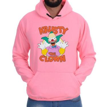 Imagem de Blusa Moletom Flanelado Canguru Casual Krusty Palhaço - Markelly, Rosa
