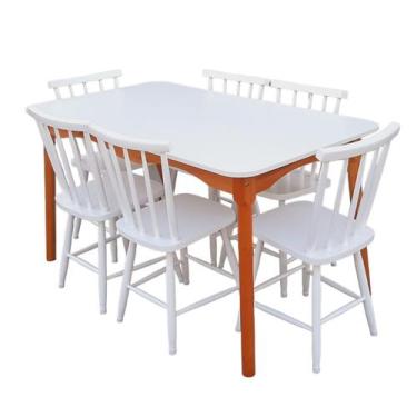 Imagem de Jogo de Jantar Colonial Brisa Mesa 137X80 cm + 06 Cadeiras Branca ( TA