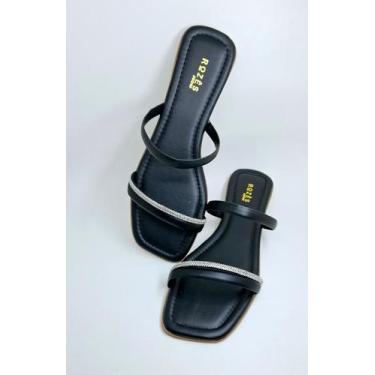 Imagem de Sandália Rasteirinha Feminina com Brilho Strass Sandalia Rasteira Femi