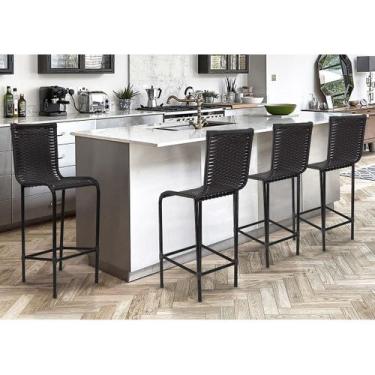 Imagem de 4 Banquetas em Fibra sintética Artesanal para Bancada, Balcão, Lanchon