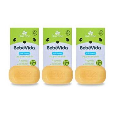 Imagem de Kit 3 Sabonete em barra Infantil Bebê vida -  90g Chá de camomila (Ver