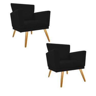 Imagem de Kit 02 Poltrona Cadeira Mind Decorativa Recepção Sala De Estar Suede P