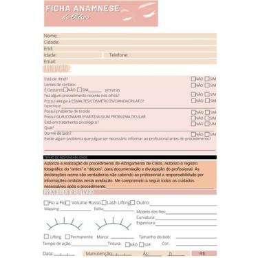 Imagem de 10 Blocos Extensão Alongamento Cílios Ficha Anamnese Cores 15x21 - Imp