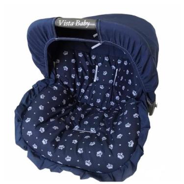 Imagem de Capa para Bebê Conforto + Capota/ Protetor Solar Coroas Marinho - Vist