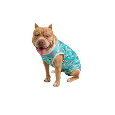Imagem de Roupa Pós Cirúrgica Para Cachorro UV Macho Azul Cachorrinho - LUVY PET