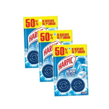 Imagem de Pedra Sanitaria Bloco Harpic Caixa Acoplada Kit 3, Pedra Sanitária Blo
