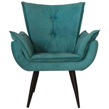 Imagem de Kit 02 Poltronas Decorativas Emília Plus Pés Palito Suede Azul Turques