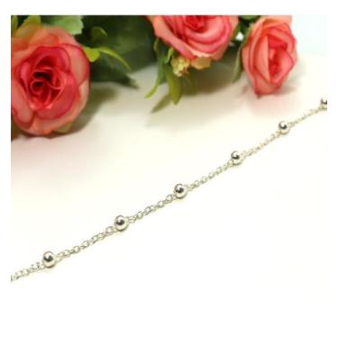 Imagem de Pulseira Elo Portugues Bolinha Prata Legitima 925 - Lojas La&Ny, 18 cm