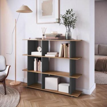 Imagem de Estante para Livros 135cm x 113cm com 6 Nichos Sala de Estar - Placa e