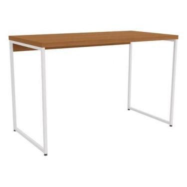 Imagem de Mesa De Escritorio Em Madeira E Metal 118x76x60 Cm - Kappesberg, Marro