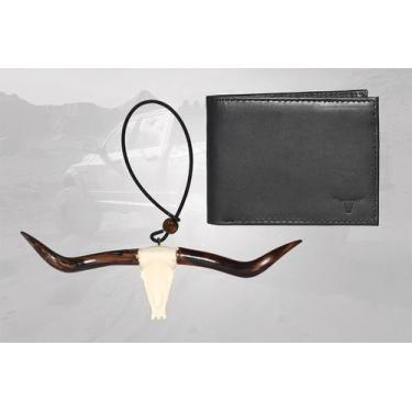 Imagem de Carteira De Couro Legítimo + Enfeite Retrovisor Long Horn - Não inform