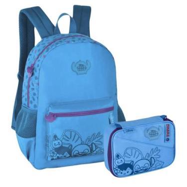 Imagem de Kit Mochila de Costas Disney Stitch Azul Claro Com Estojo - Clio