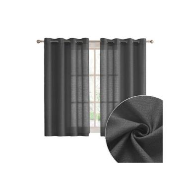 Imagem de Kit Cortina 3,00m x 1,60m Rústica Com Varão 2m Beleza Natural e Pratic